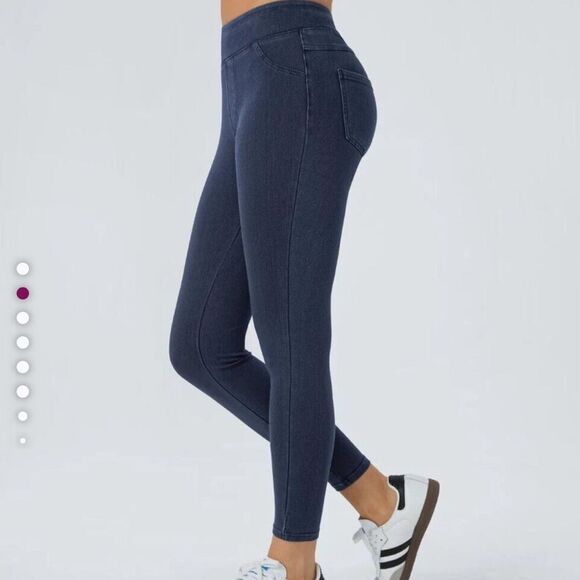 SOLD Flex High Waisted Knit Denim Blue Legging 1X NEW - Picture 10 of 10